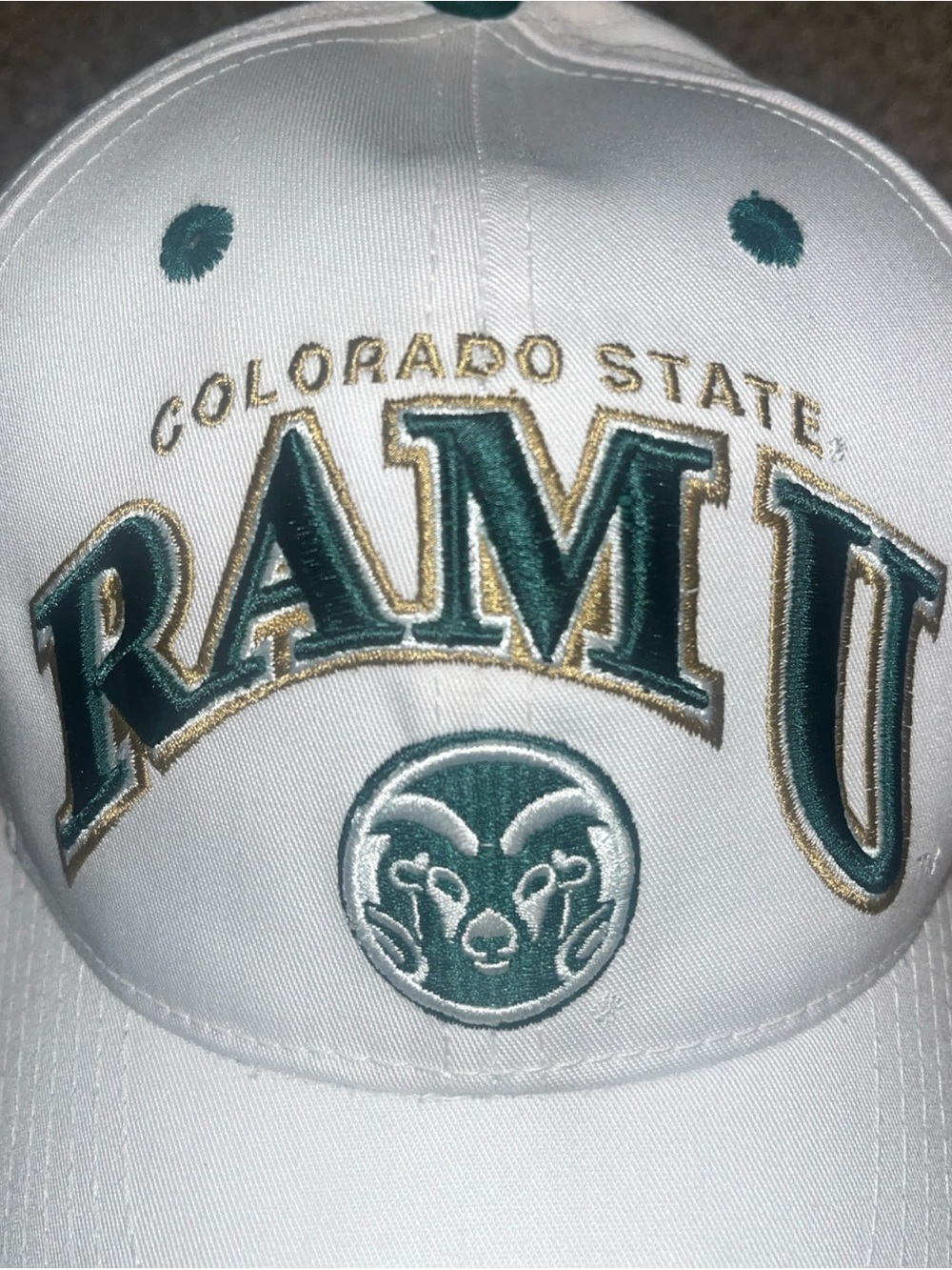 Colorado State University CSU Rams Hat Cap Ram U White Adjustable Never Worn New - Picture 2 of 8